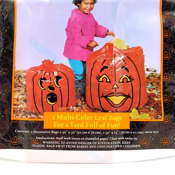 Vintage “Stuff-A-Pumpkin” Lawn & Leaf Bags – Set of 2 – NEW - Picture 5 of 6
